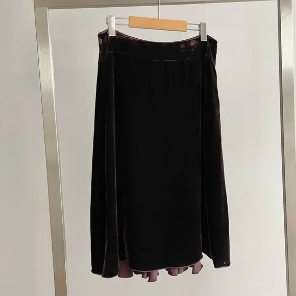 Max Mara Dark Brown Silk & Rayon Velvet Skirt - Picture 4 of 6